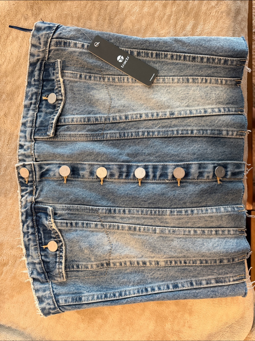 Tractr Light Blue Denim Tube Top with Front Button Placket